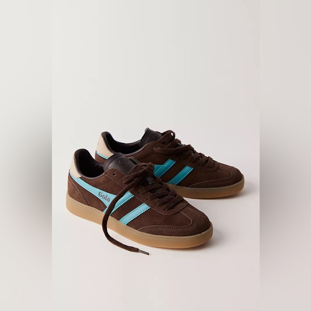 New GOLA x Free People Brown/Ocean Viper Suede Sneakers Shoes sz 8.5